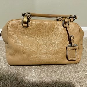 Prada Beige Leather Boston Bag